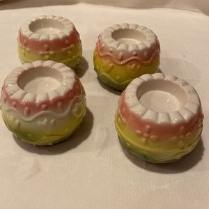 Spring tea light holders with floral design 2 sets of 2
